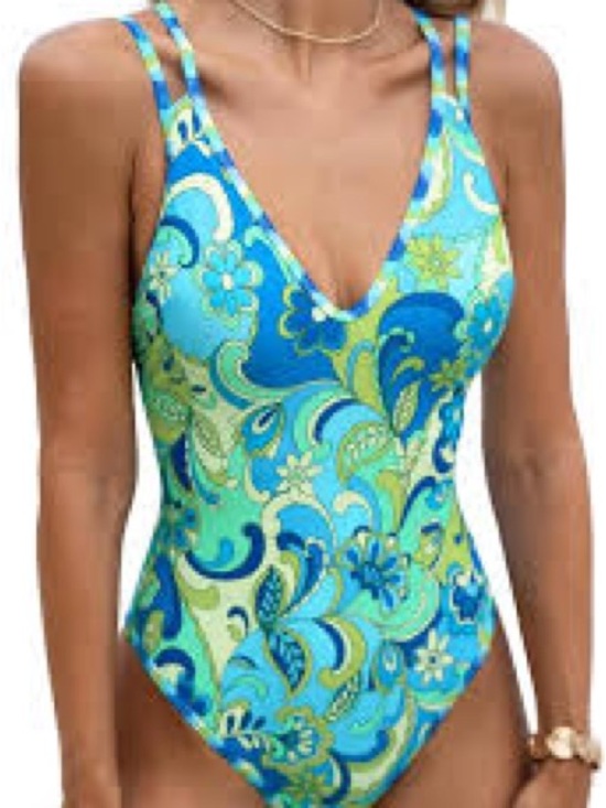 Cupshe Other - Cupshe Women's Boho Wavy Paisley Strappy Tie Back One Piece Swimsuit Size M NWT